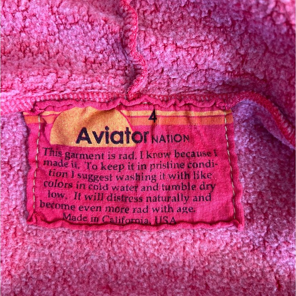 Aviator Nation Kids Zip Hoodie in Neon Red - Picture 5 of 5